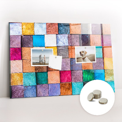 Tableau aimanté horizontal cubes en bois