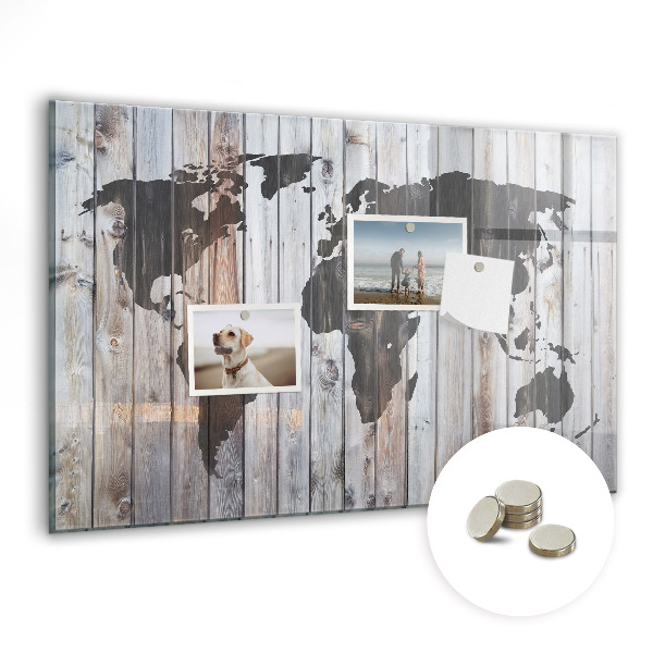 Tableau aimanté horizontal Le monde sur planches