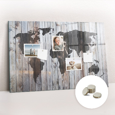 Tableau aimanté horizontal Le monde sur planches