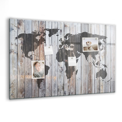 Tableau aimanté horizontal Le monde sur planches