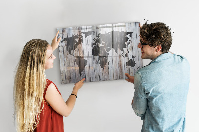 Tableau aimanté horizontal Le monde sur planches