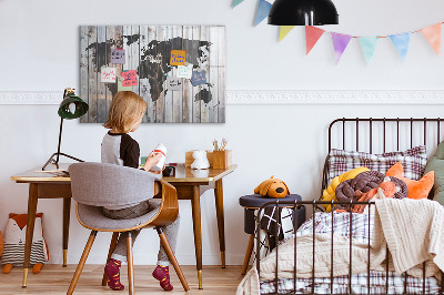 Tableau aimanté horizontal Le monde sur planches