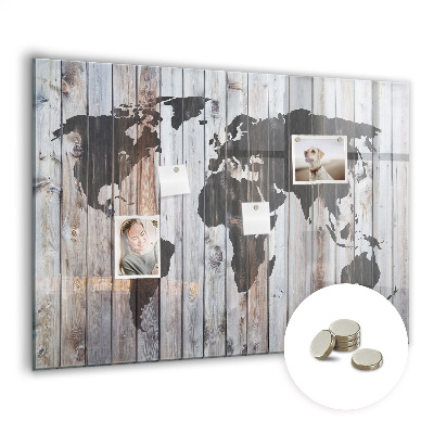 Tableau aimanté horizontal Le monde sur planches
