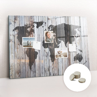 Tableau aimanté horizontal Le monde sur planches