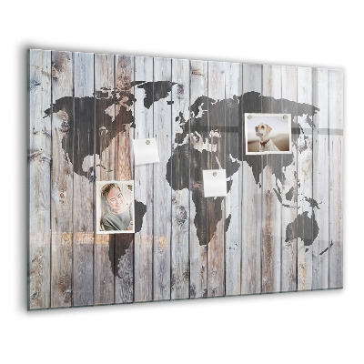 Tableau aimanté horizontal Le monde sur planches
