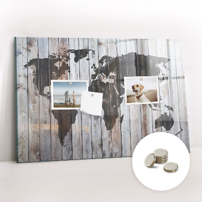 Tableau aimanté horizontal Le monde sur planches