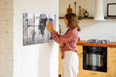 Tableau aimanté horizontal Le monde sur planches