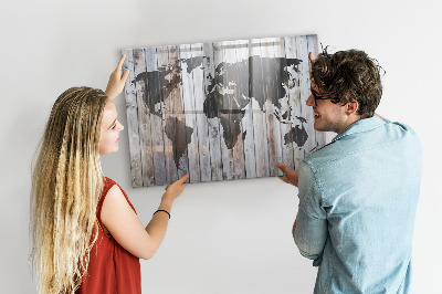 Tableau aimanté horizontal Le monde sur planches