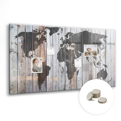 Tableau aimanté horizontal Le monde sur planches