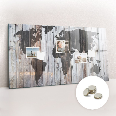 Tableau aimanté horizontal Le monde sur planches