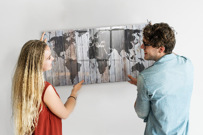 Tableau aimanté horizontal Le monde sur planches