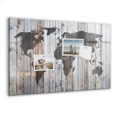 Tableau aimanté horizontal Le monde sur planches