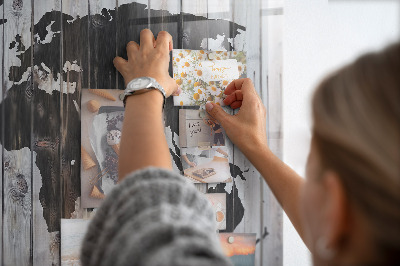 Tableau aimanté horizontal Le monde sur planches