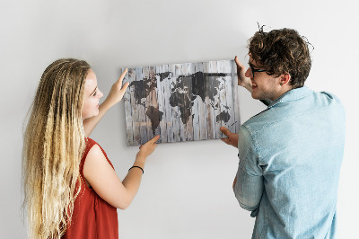Tableau aimanté horizontal Le monde sur planches