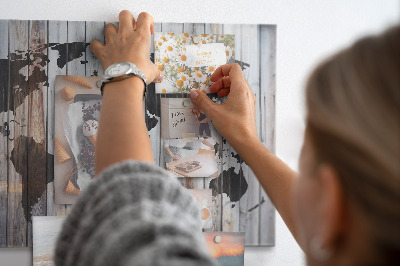 Tableau aimanté horizontal Le monde sur planches