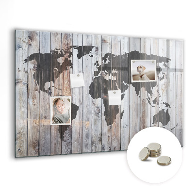 Tableau aimanté horizontal Le monde sur planches