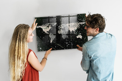 Tableau aimanté horizontal Carte du monde du dollar