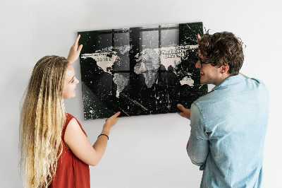 Tableau aimanté horizontal Carte du monde du dollar