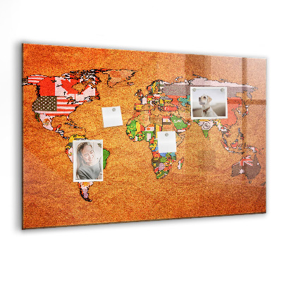 Tableau magnétique enfant Carte du monde avec drapeaux