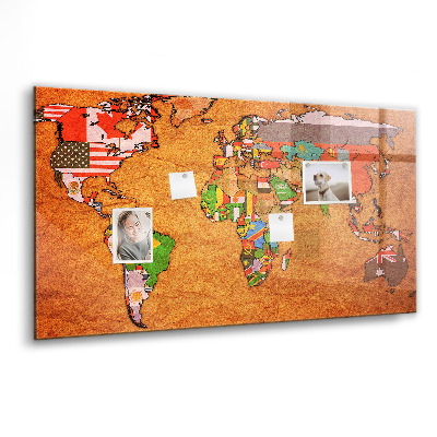 Tableau magnétique enfant Carte du monde avec drapeaux