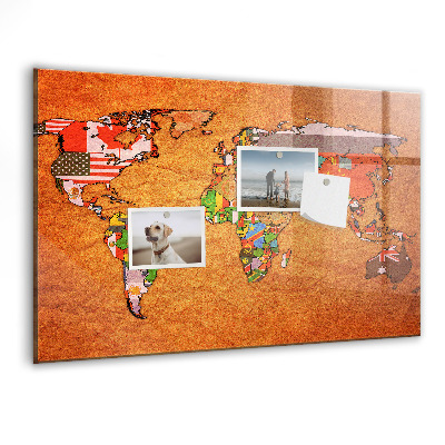 Tableau magnétique enfant Carte du monde avec drapeaux