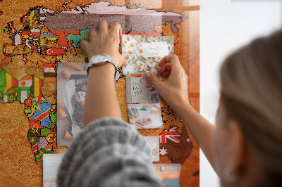Tableau magnétique enfant Carte du monde avec drapeaux