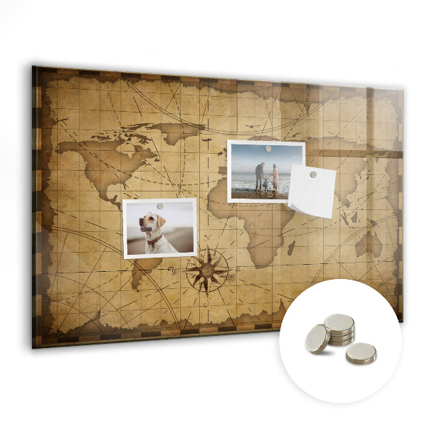 Tableau mural magnétique Carte du monde vintage