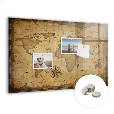 Tableau mural magnétique Carte du monde vintage