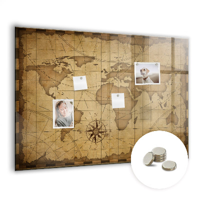 Tableau mural magnétique Carte du monde vintage