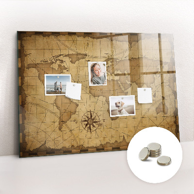Tableau mural magnétique Carte du monde vintage