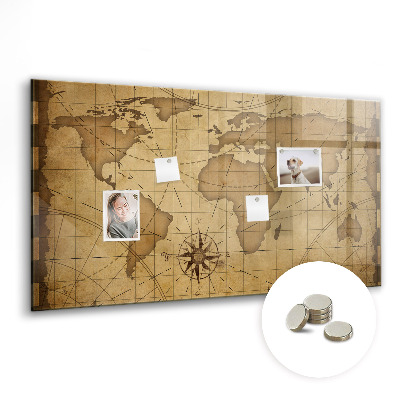 Tableau mural magnétique Carte du monde vintage