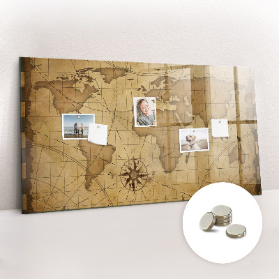 Tableau mural magnétique Carte du monde vintage