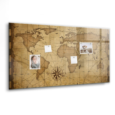 Tableau mural magnétique Carte du monde vintage