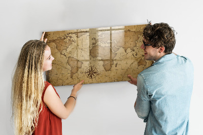 Tableau mural magnétique Carte du monde vintage