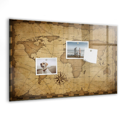 Tableau mural magnétique Carte du monde vintage