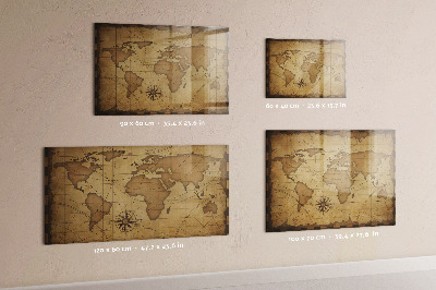 Tableau mural magnétique Carte du monde vintage