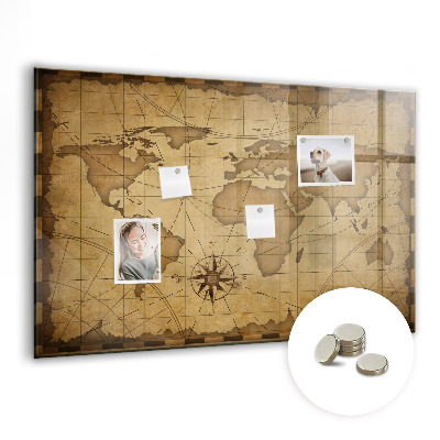 Tableau mural magnétique Carte du monde vintage