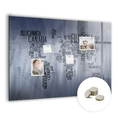 Tableau pour magnet Carte du monde avec sous-titres