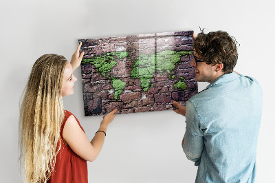 Tableau magnétique enfant Carte du monde en briques