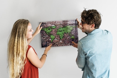 Tableau magnétique enfant Carte du monde en briques