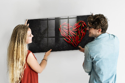Tableau effaçable magnétique horizontal Cœur de poivrons