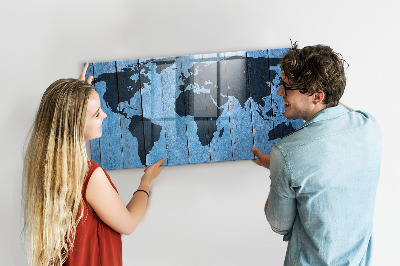Tableau magnétique verre Carte du monde du plateau