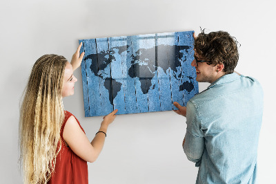 Tableau magnétique verre Carte du monde du plateau