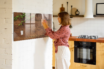 Tableau magnétique verre Bois rustique