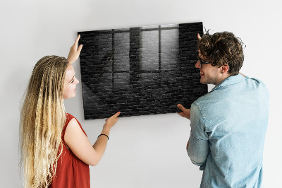 Tableau magnétique verre Mur de briques sombres