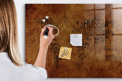 Tableau magnétique verre Carte des noms de pays