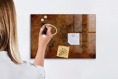 Tableau magnétique verre Carte des noms de pays