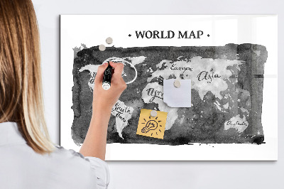 Tableau magnétique design horizontal Carte du monde rétro