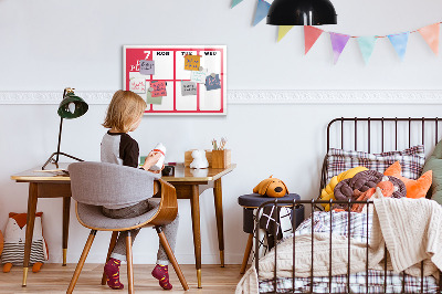 Tableau magnétique mural Agenda hebdomadaire