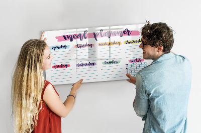Tableau effaçable magnétique Menu de la semaine